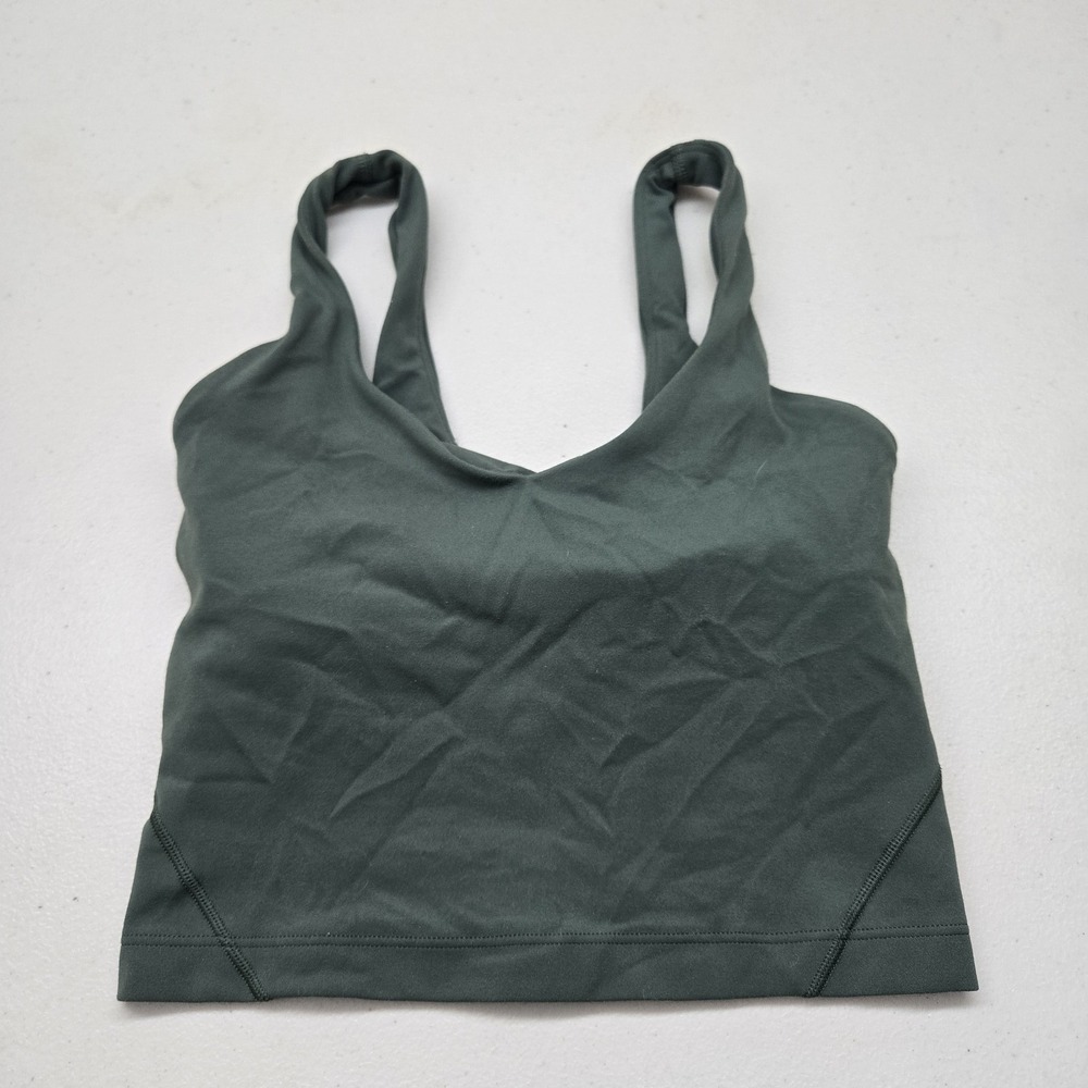 Lululemon Women Sports Bra 0 Green Align Tank Top Wireless Knit Racerback